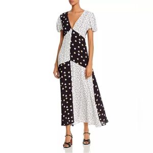 Rahi Confetti Patchwork Puff Short Sleeve Maxi Dress Womens Small EUC